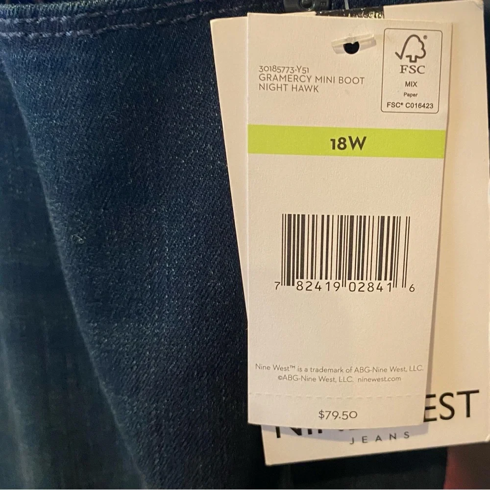 Nine West Gramercy Mini Boot Dark Wash Jeans Womens Plus Size 18W NWT - Picture 6 of 9